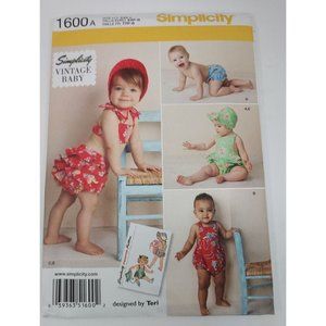 Simplicity Pattern #1600A Vintage Baby Rompers Size XXS-L Design by Teri UNCUT